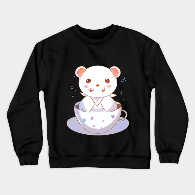 little bear in a tea cup Crewneck Sweatshirt by Fizzy.tshirts